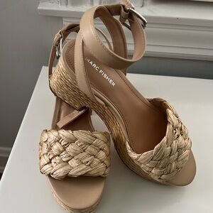 Marc Fisher Flatform Raffia Sandal